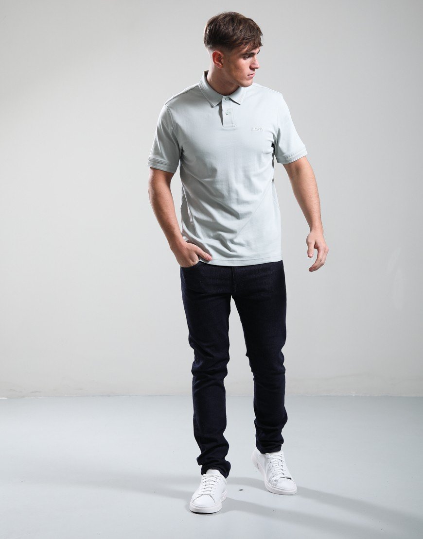 BOSS Pe_Interlock Polo Shirt Silver