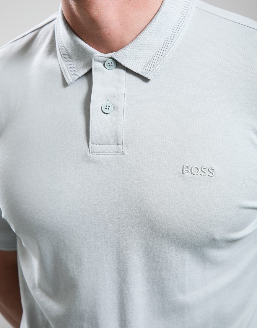 BOSS Pe_Interlock Polo Shirt Silver