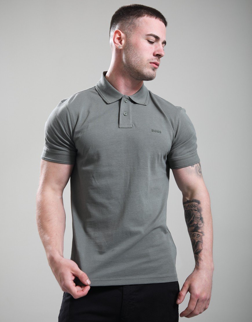 BOSS Prime Polo Shirt Open Grey