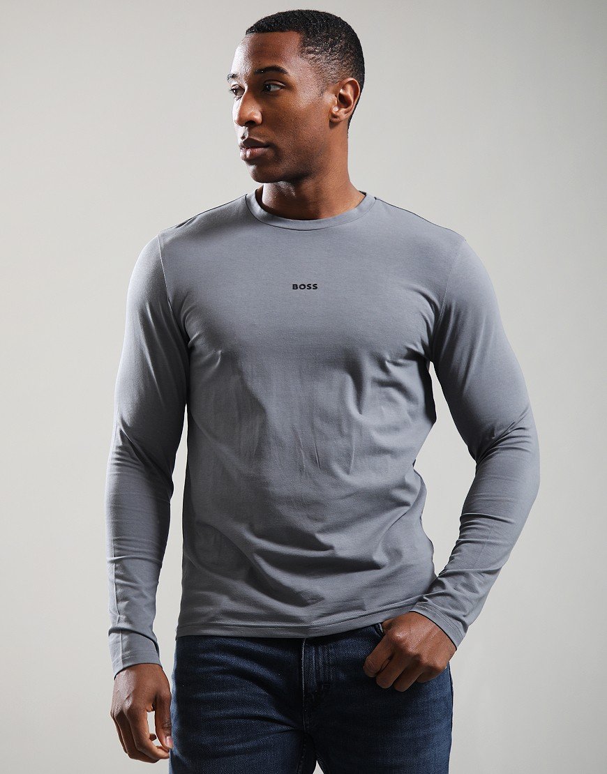 BOSS TChark Long Sleeve T-Shirt Open Grey