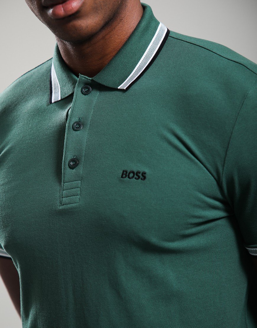 BOSS Paddy Polo Shirt Open Green