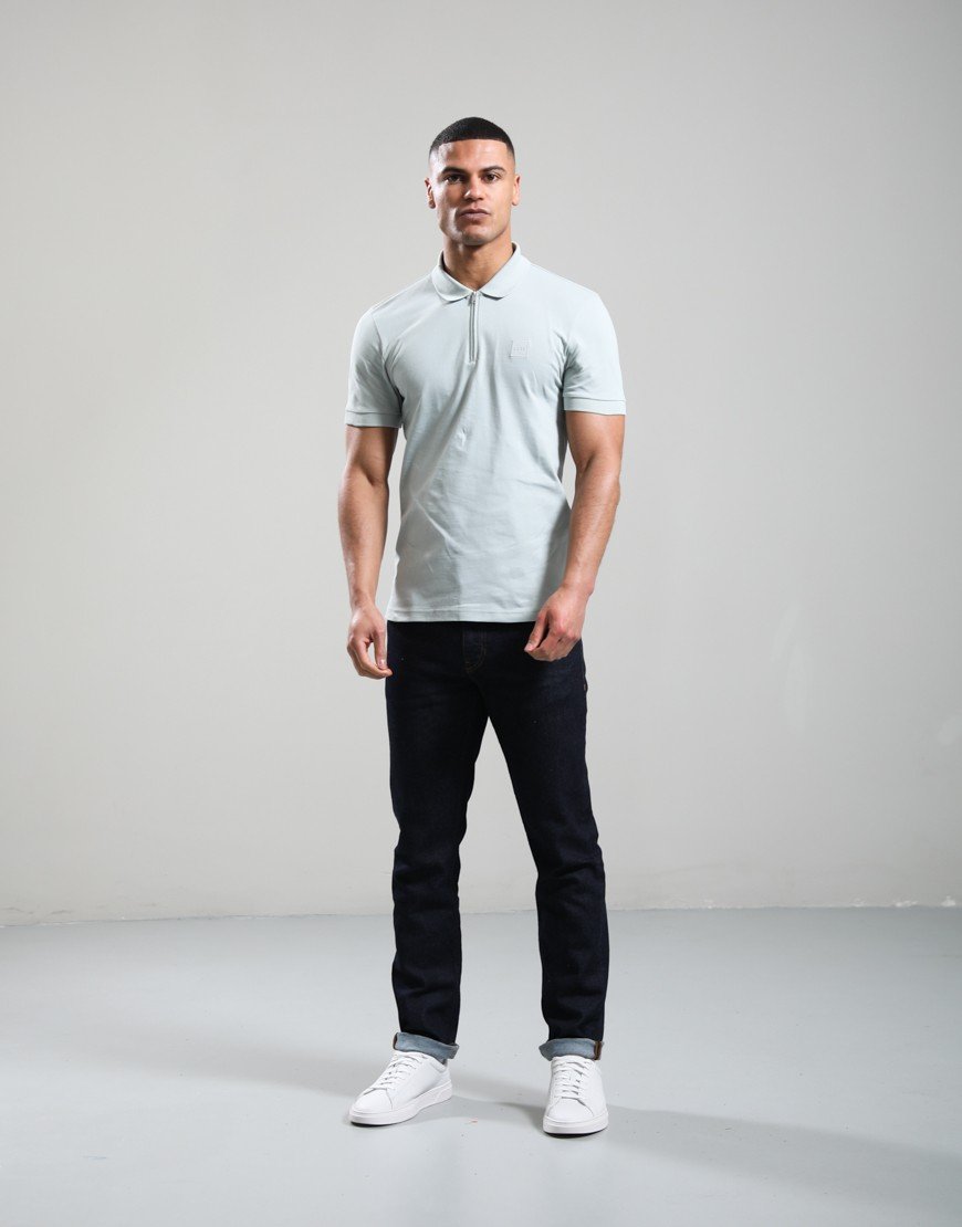 BOSS Passerzip Polo Shirt Silver