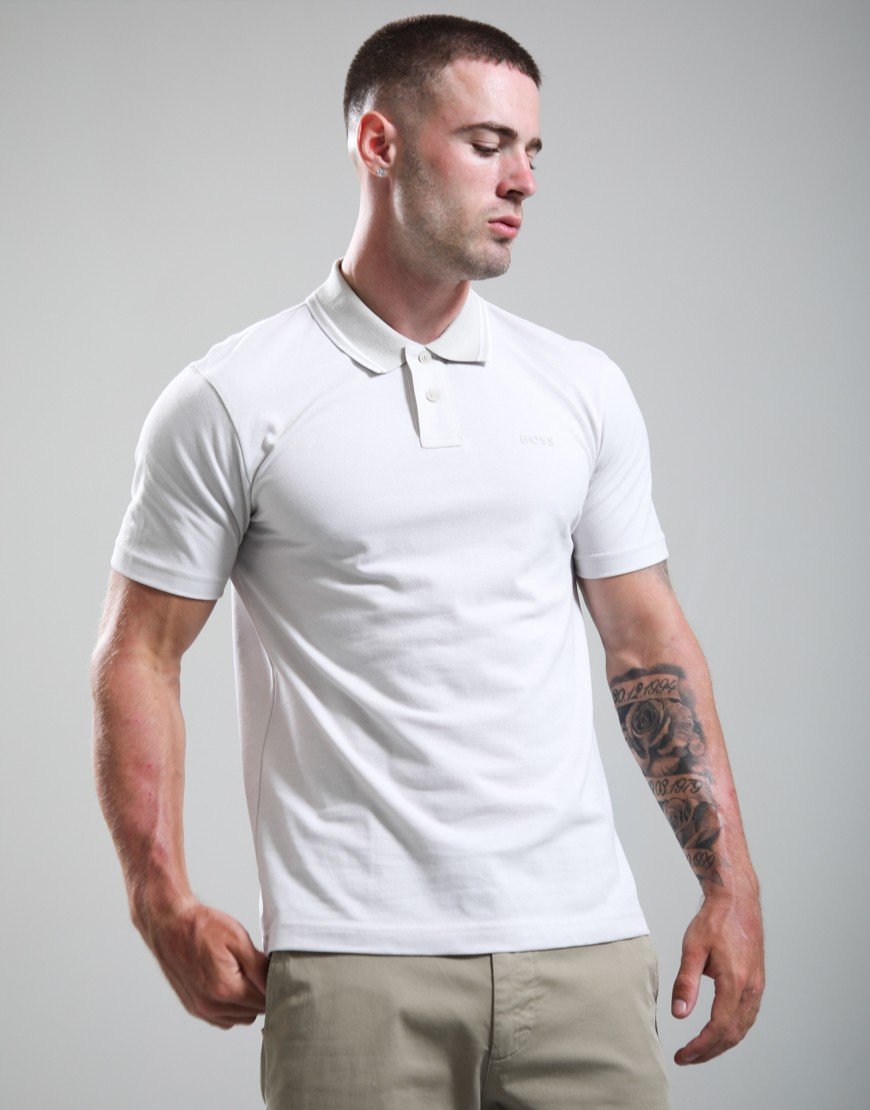 BOSS Peoxford New Polo Shirt Open Grey