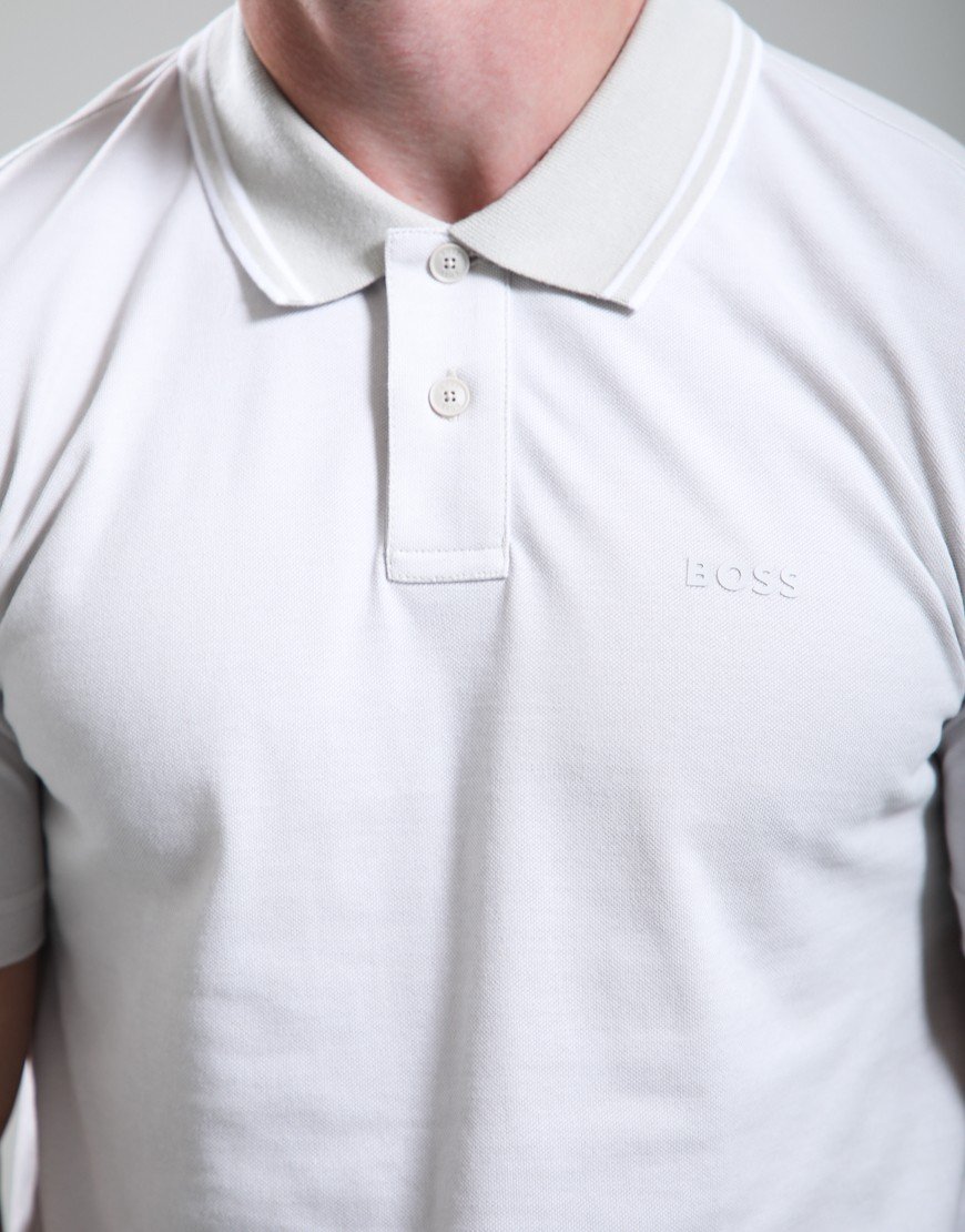 BOSS Peoxford New Polo Shirt Open Grey