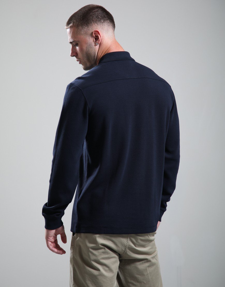 BOSS Petempestolong Long Sleeve Polo Shirt Dark Blue