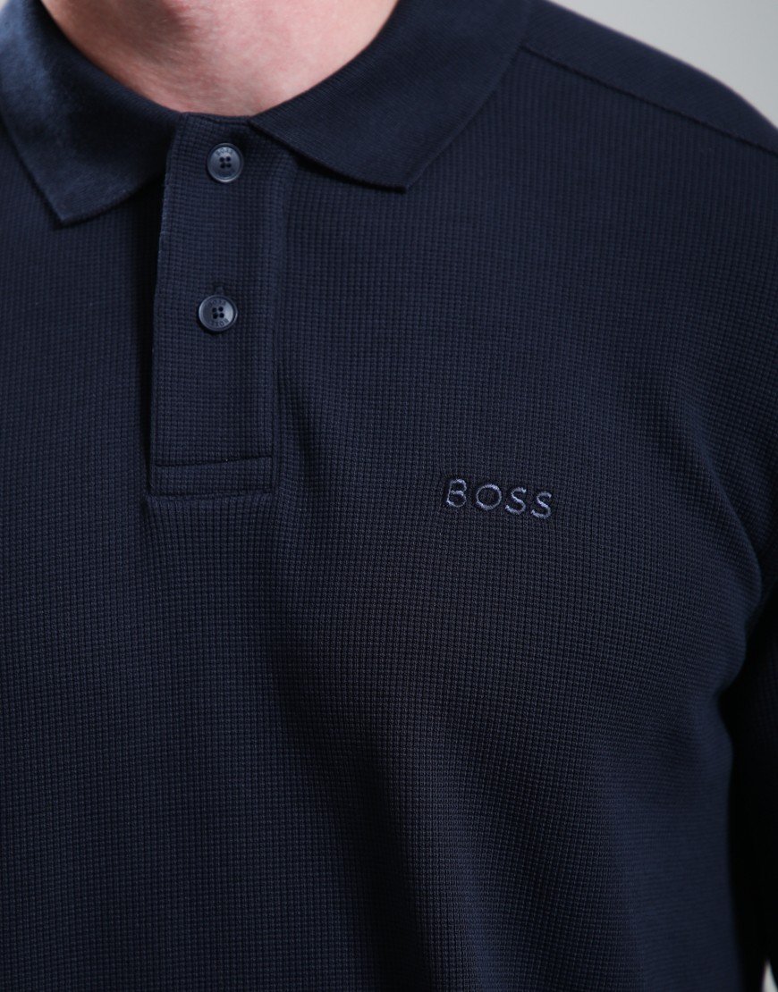 BOSS Petempestolong Long Sleeve Polo Shirt Dark Blue