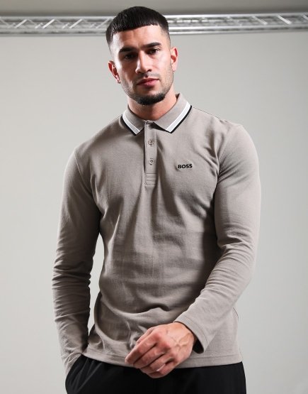 BOSS Plisy Long Sleeve Polo Shirt Light/Pastel Green 336