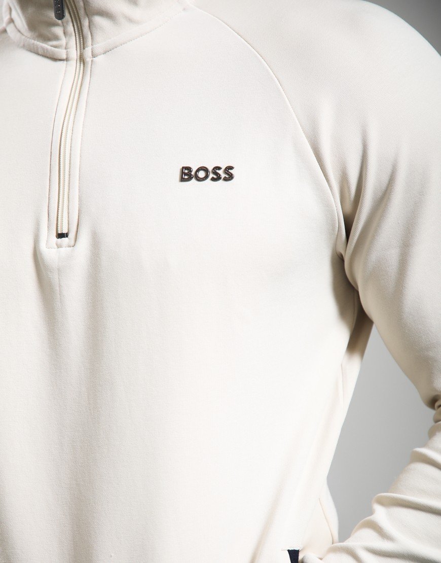 BOSS Sense Quarter Zip Sweat Open White