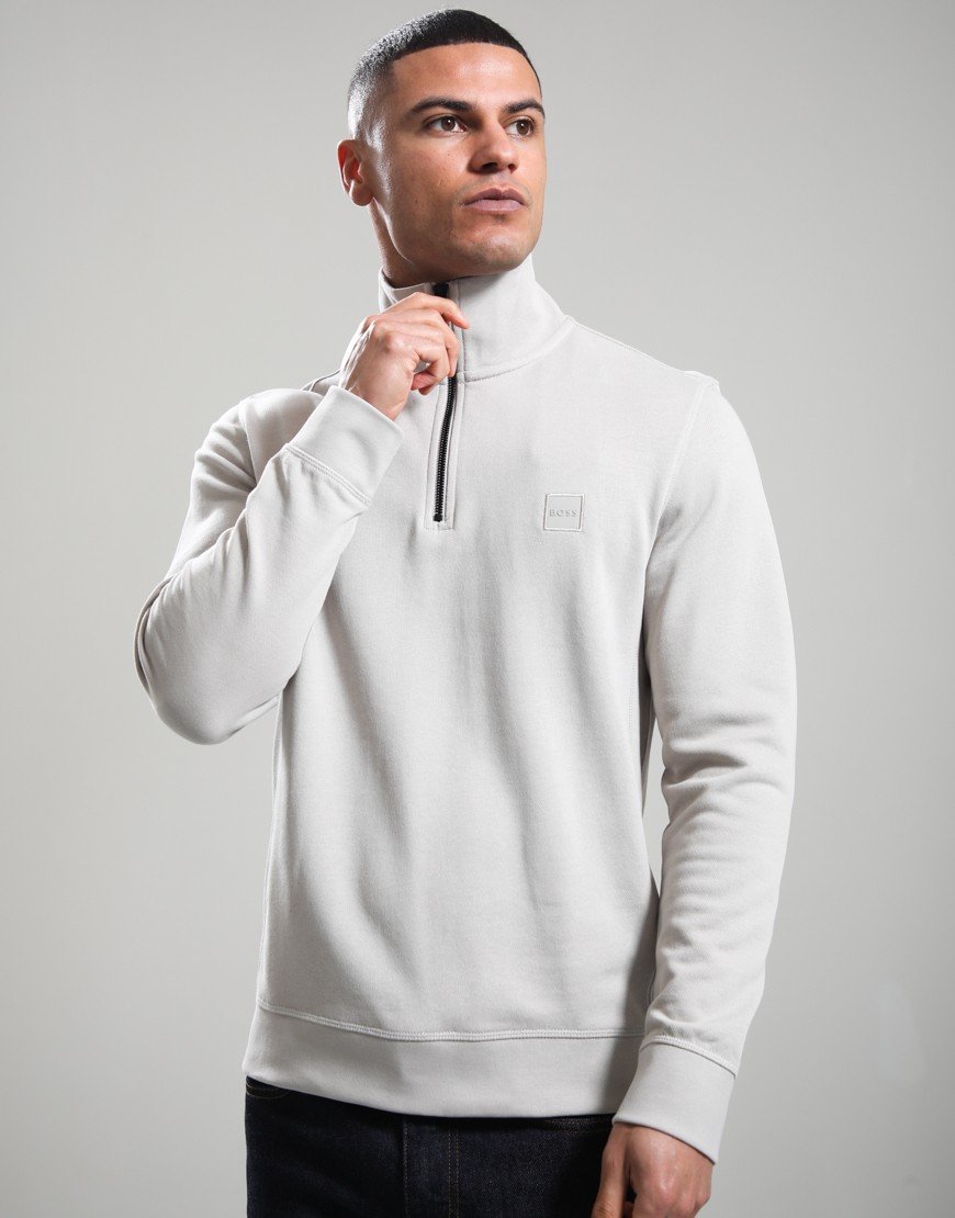 BOSS Zetrust Half Zip Sweat Light Open Grey