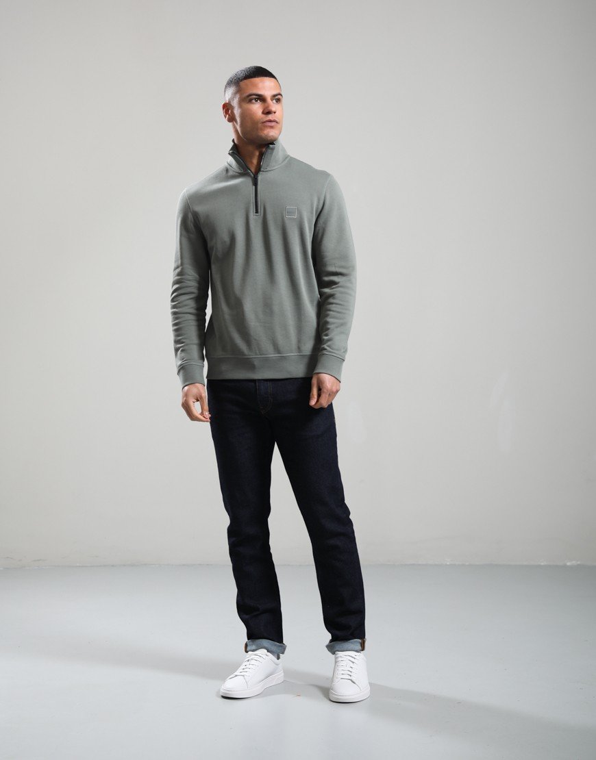 BOSS Zetrust Half Zip Sweat Open Grey