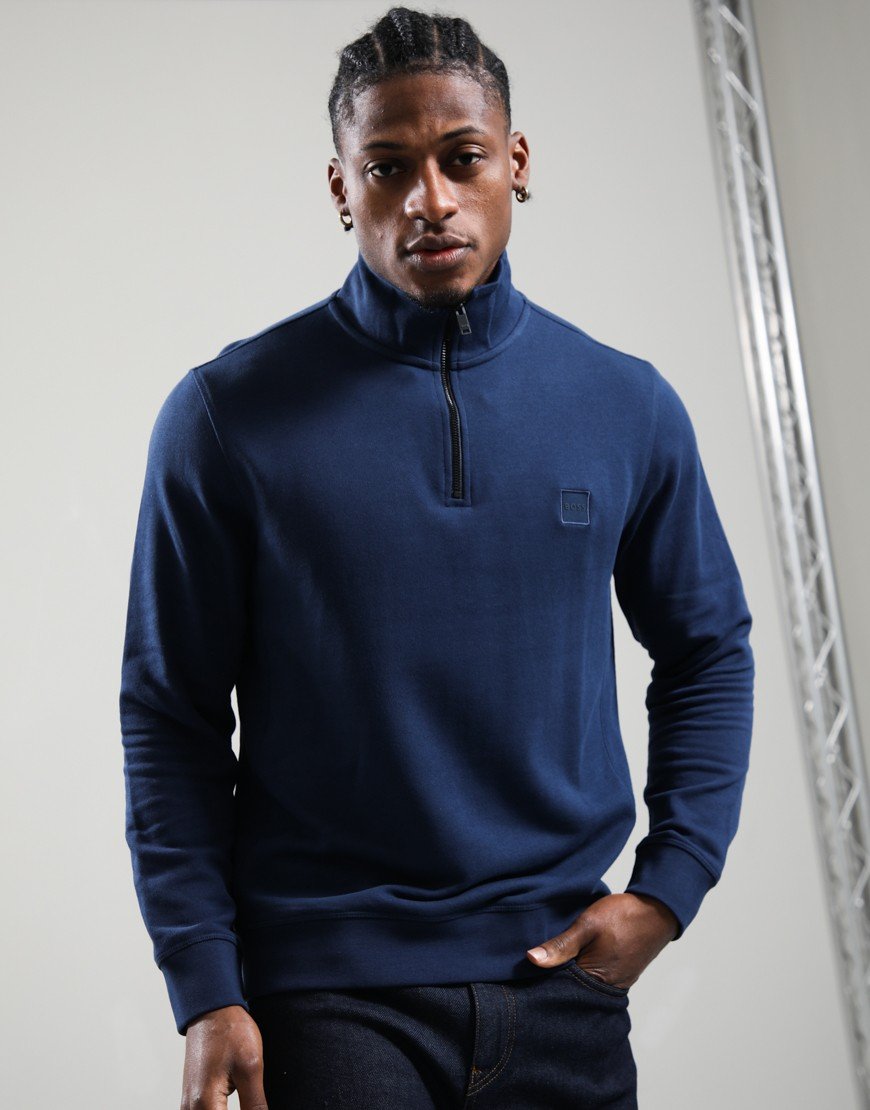 BOSS Zetrust Half Zip Sweat Open Blue