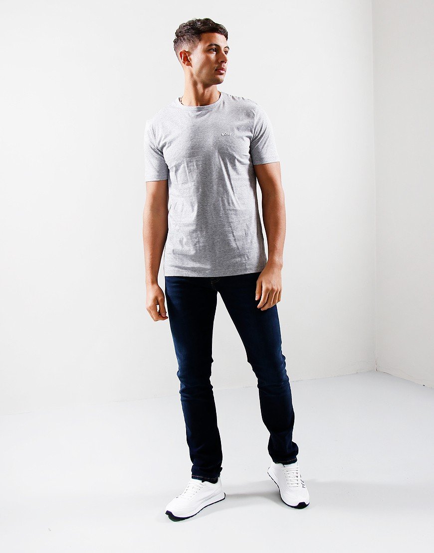 BOSS Curved Logo T-Shirt Open Grey