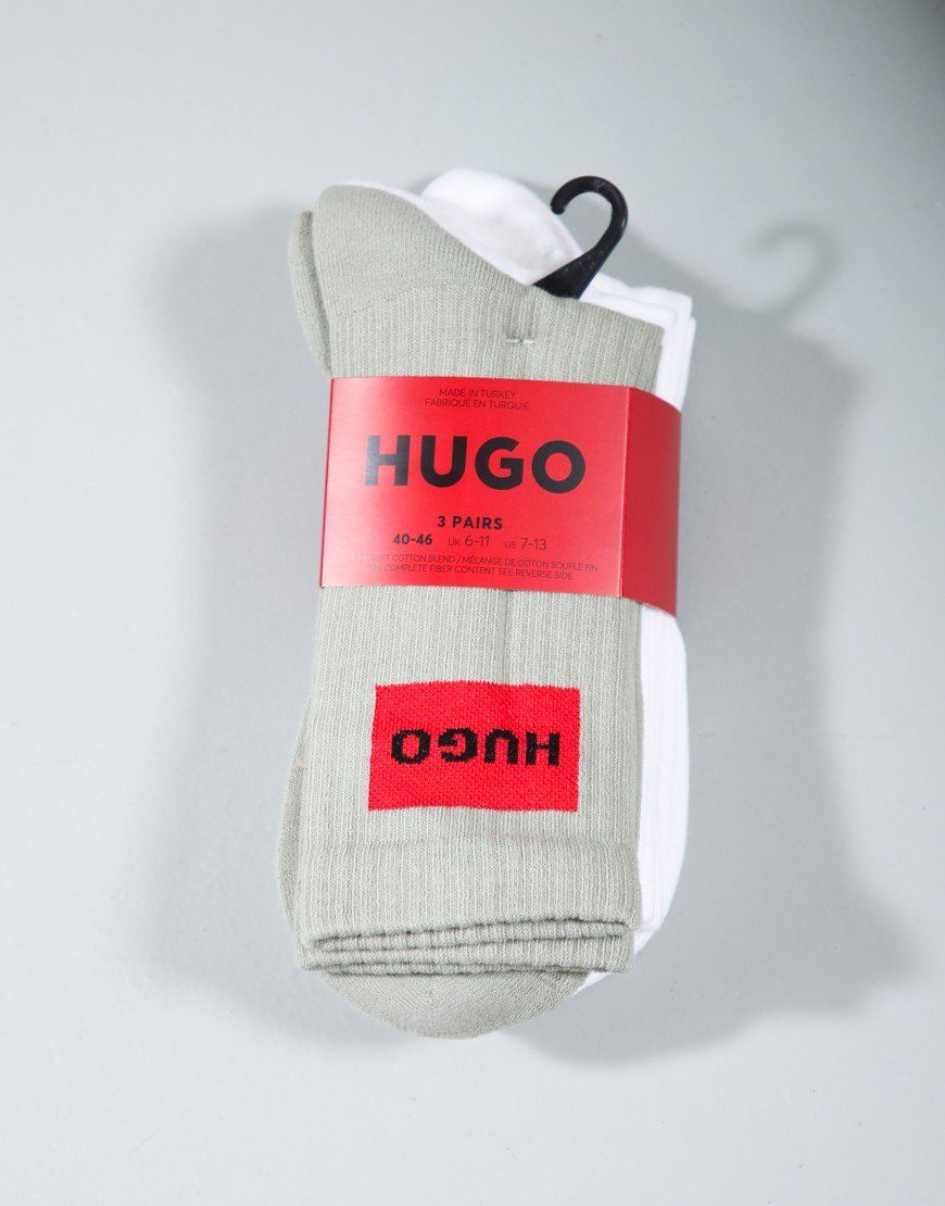 HUGO QS RIB LABEL CC 3 Pack Socks Light Pastel Green