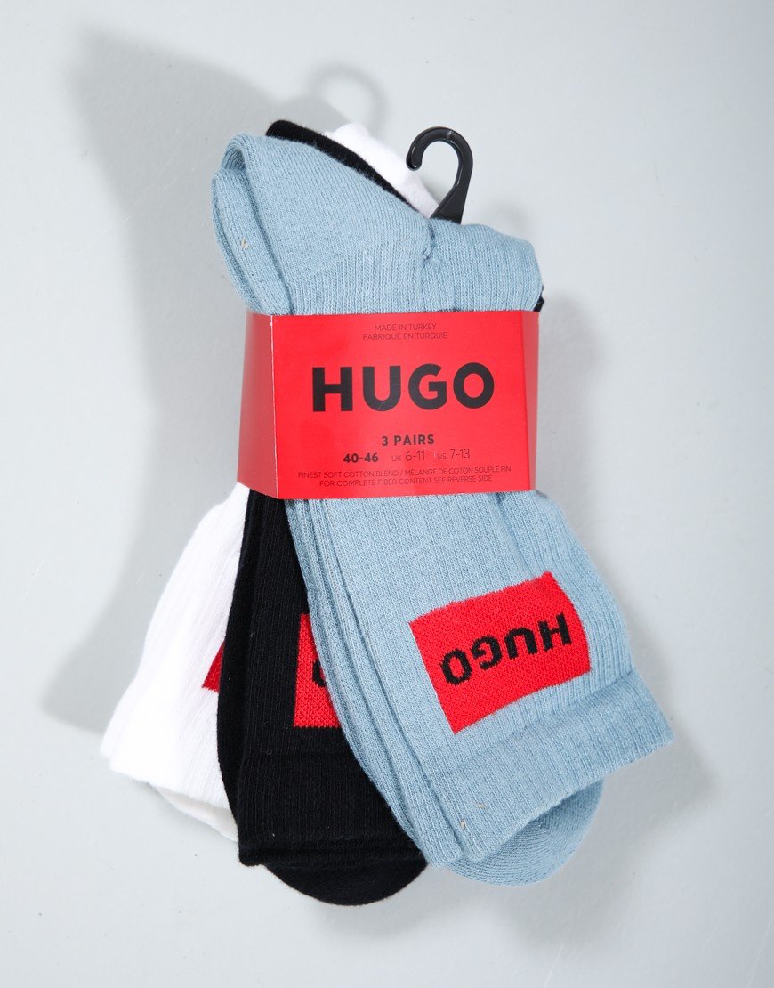 HUGO QS RIB LABEL CC 3 Pack Light Pastel Blue