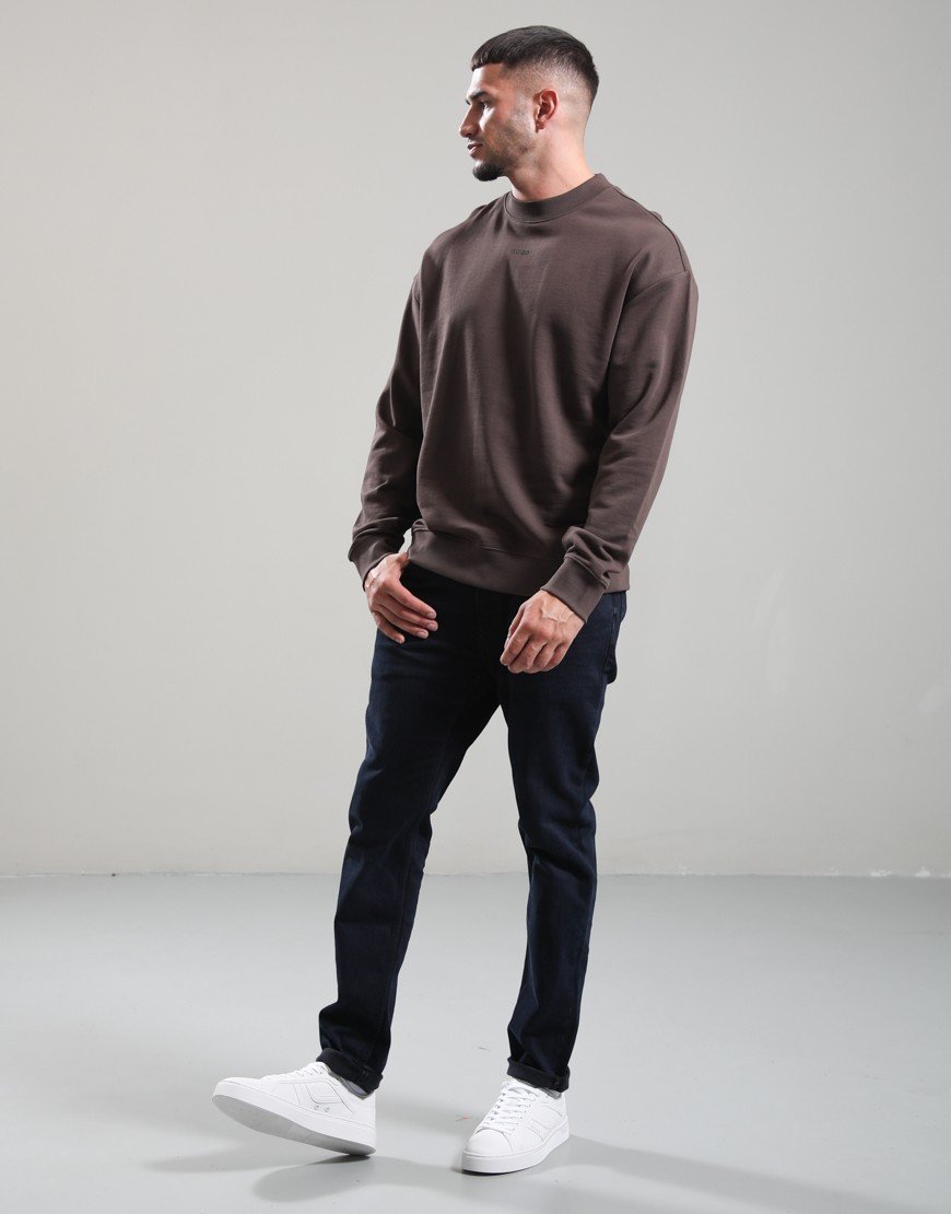 HUGO Dapo Crew Sweat Brown Overflow