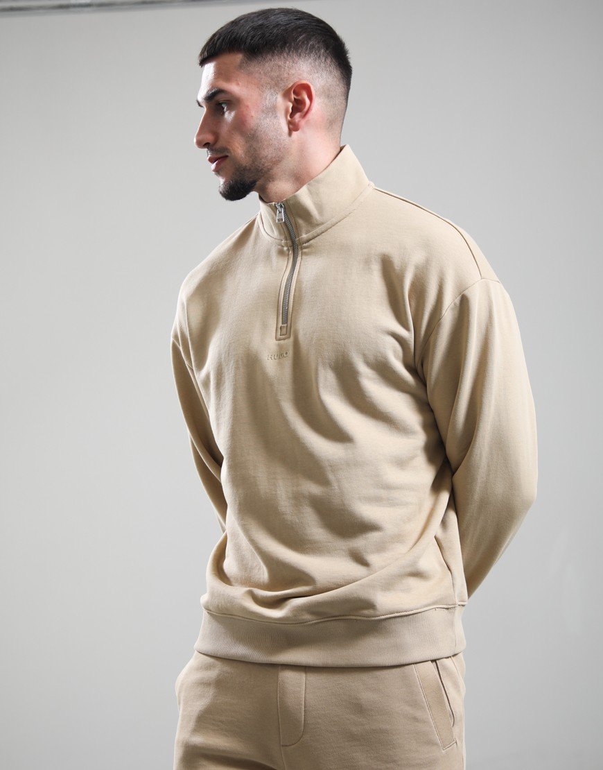 HUGO Durty244 Half Zip Sweat Medium Beige
