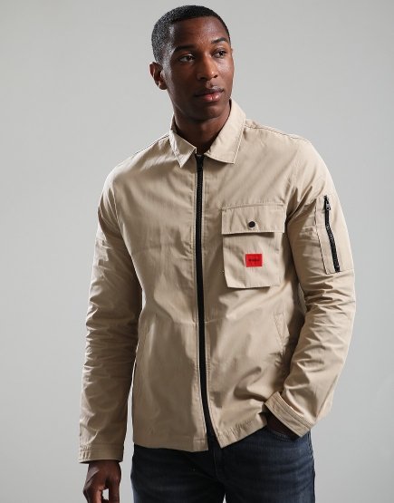 HUGO Emmond Overshirt Medium Beige