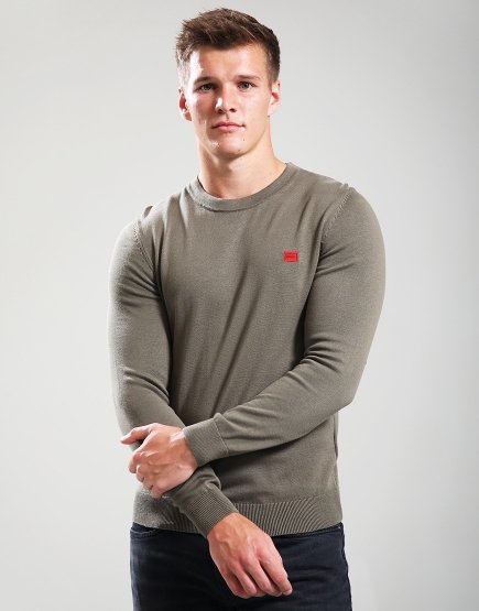 HUGO San Cassius-C1 Crew Knit Medium Grey