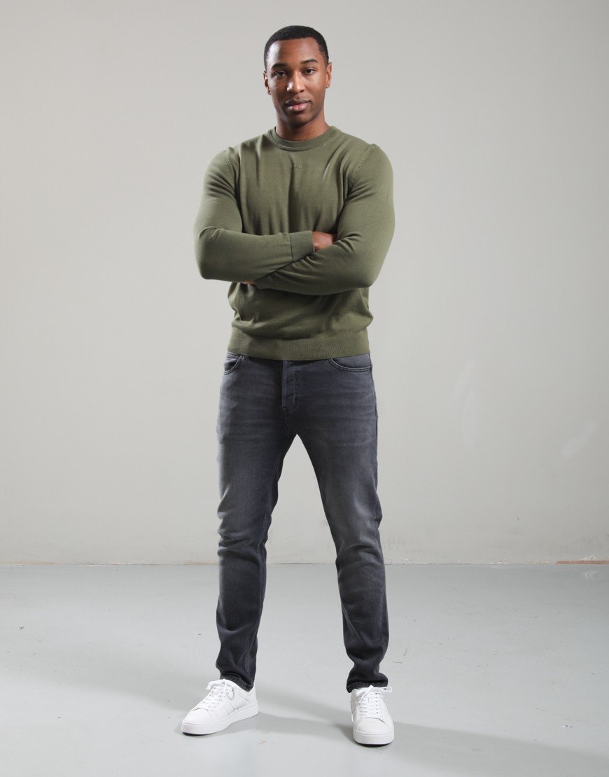 HUGO San Cassius-C2 Crew Knit Open Green