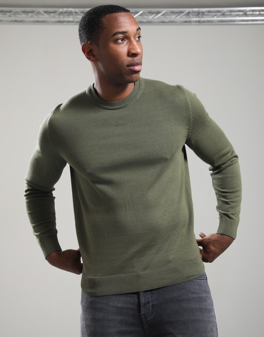 HUGO San Cassius-C2 Crew Knit Open Green