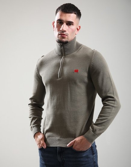 HUGO San Quintus-C Zip Knit Medium Grey