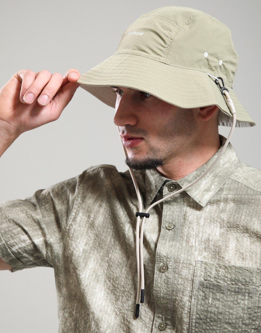 Barbour Festival Reversible Bucket Hat  Bleached Olive