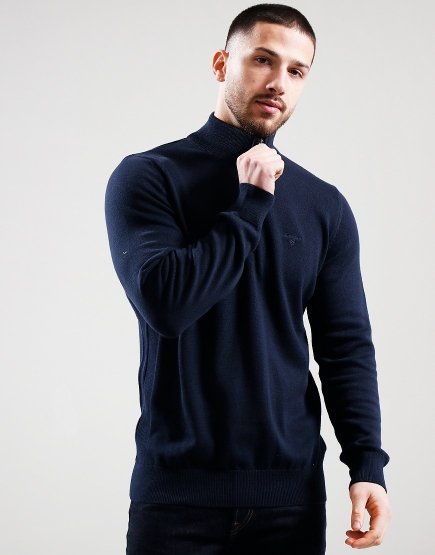 Barbour Cotton Half Zip knit Navy
