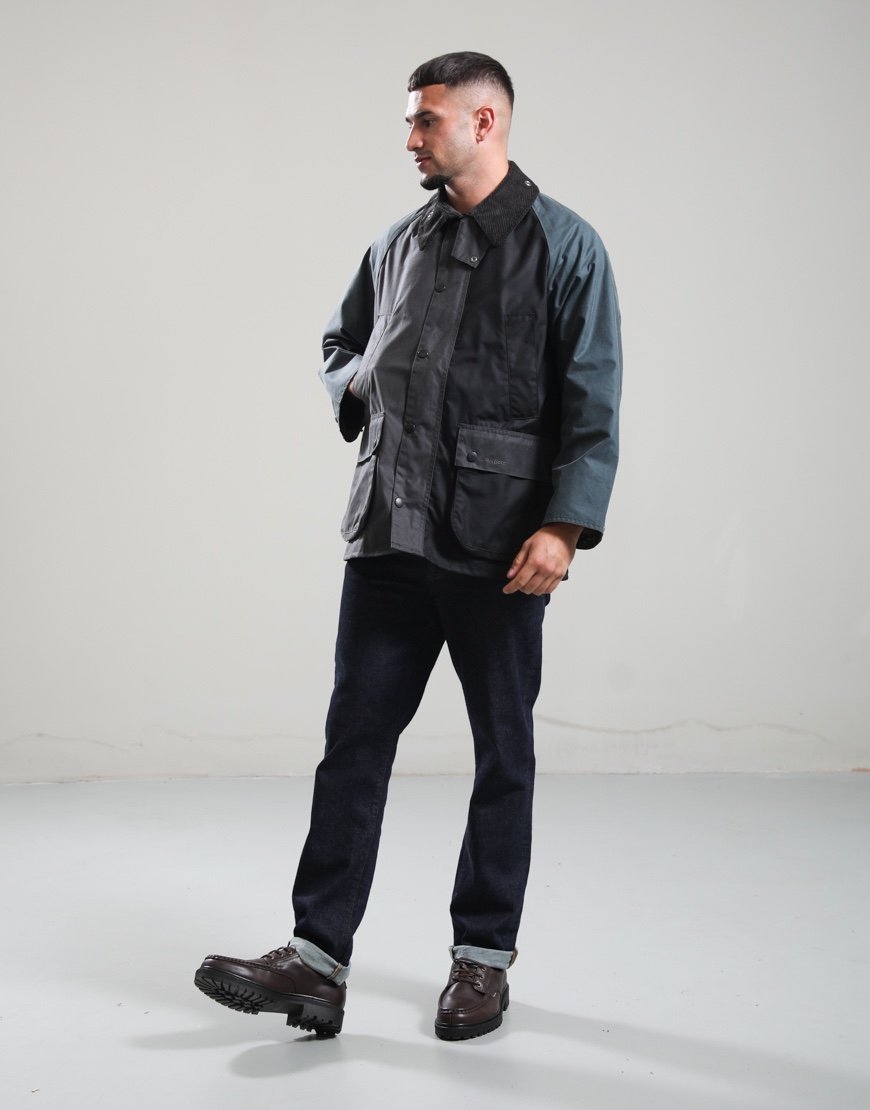 Barbour Patchwork OS Bedale Wax Jacket Black Multi