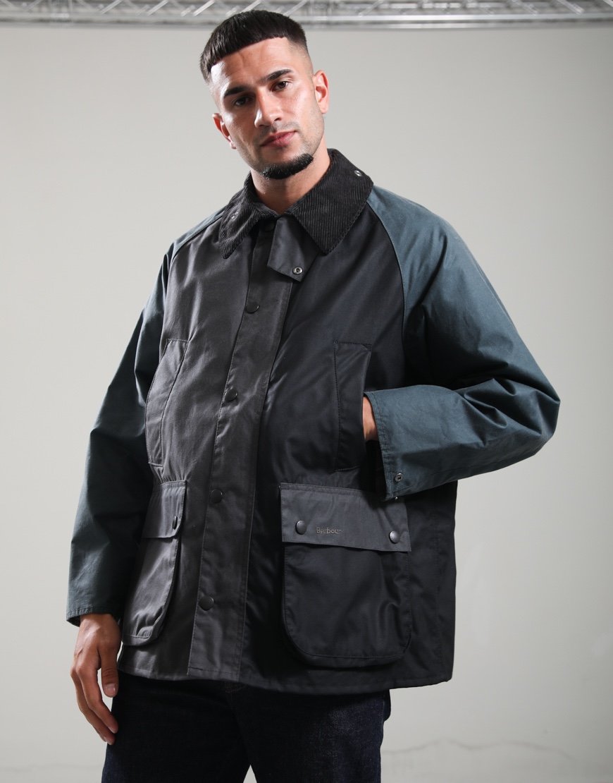 Barbour Patchwork OS Bedale Wax Jacket Black Multi