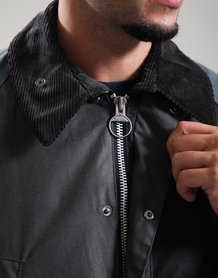 Barbour Patchwork OS Bedale Wax Jacket Black Multi