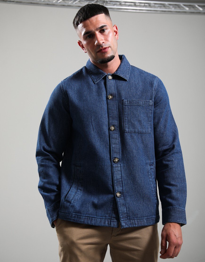 Barbour Aickmen Textured Denim Overshirt Indigo