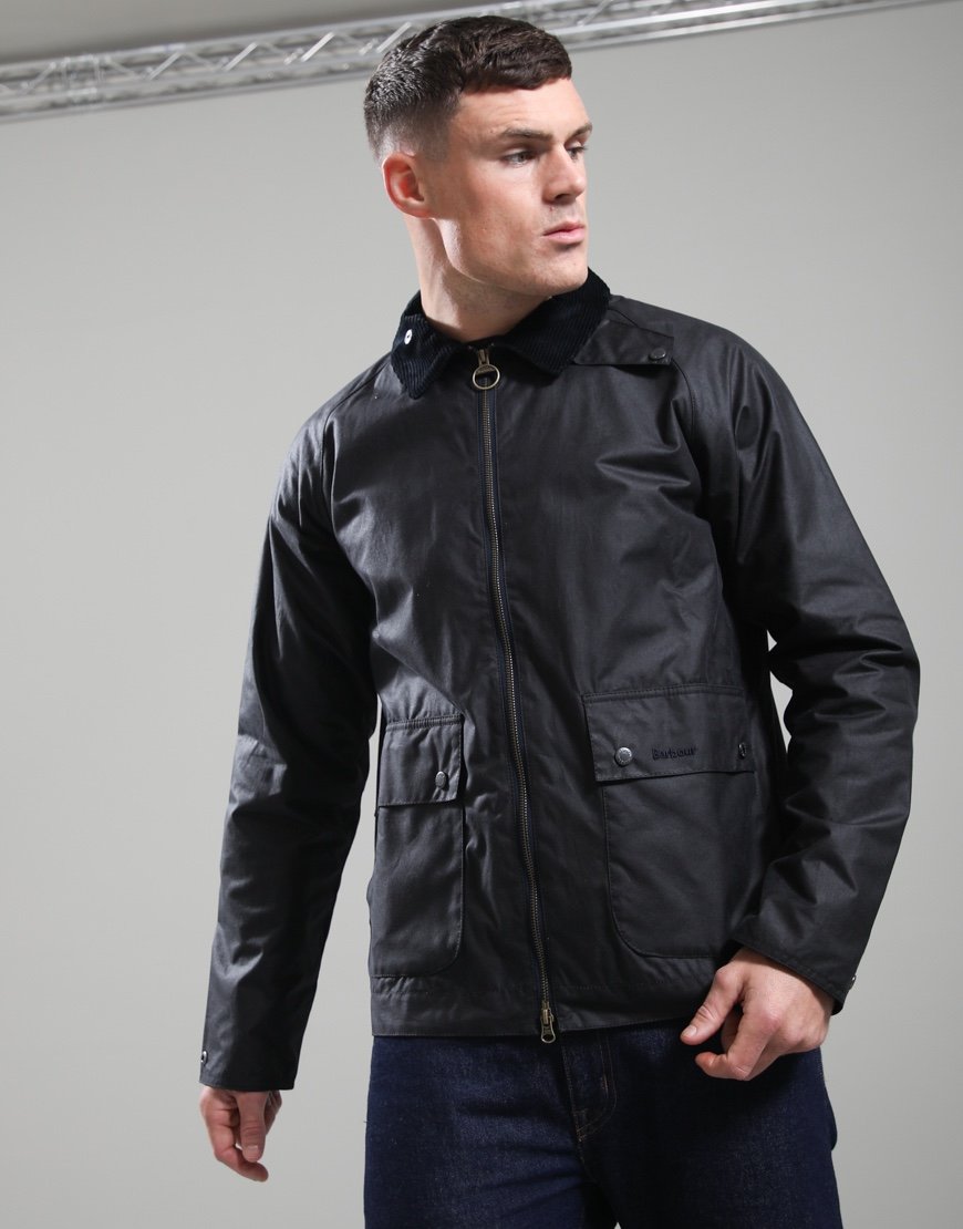 Barbour Short Bedale Wax Jacket Navy