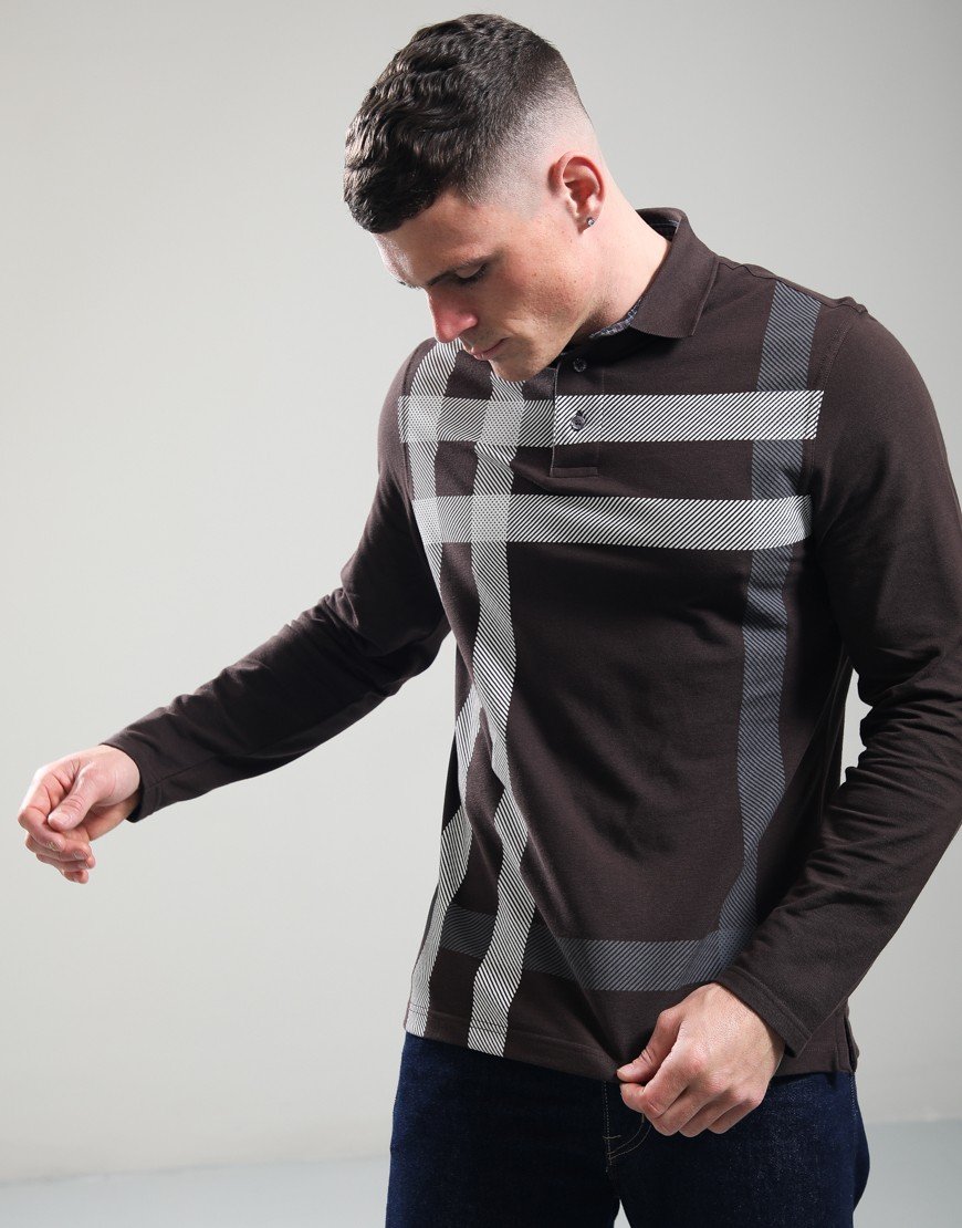 Barbour Blaine Long Sleeve Polo Shirt Dark Oak