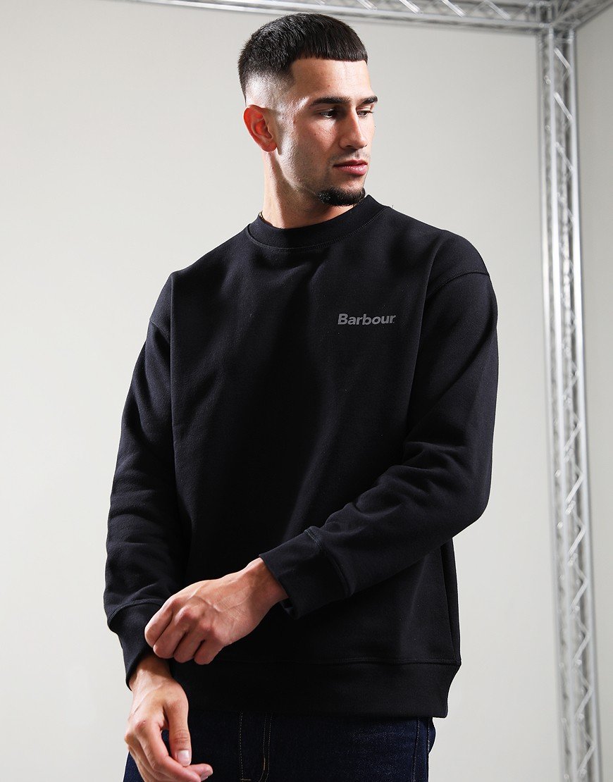 Barbour Brushed Nicholas Oversized Crew Neck Sweat Black