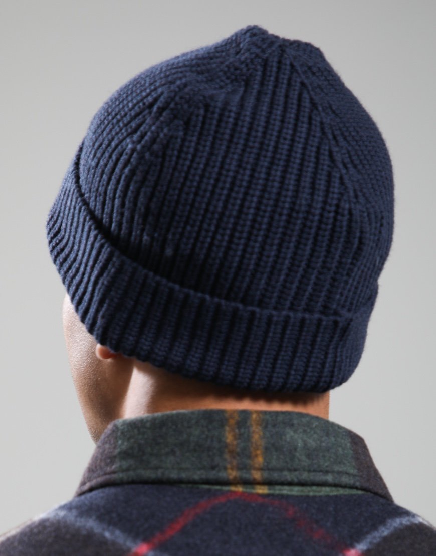 Barbour Cascade Knitted Beanie Hat Navy