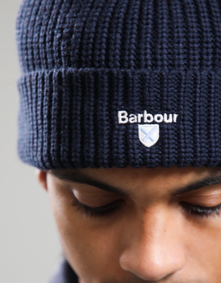 Barbour Cascade Knitted Beanie Hat Navy