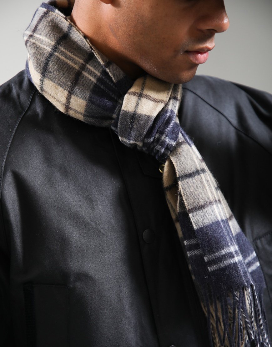 Barbour Wool Cashmere Tartan Scarf Birchwood Dress Tartan