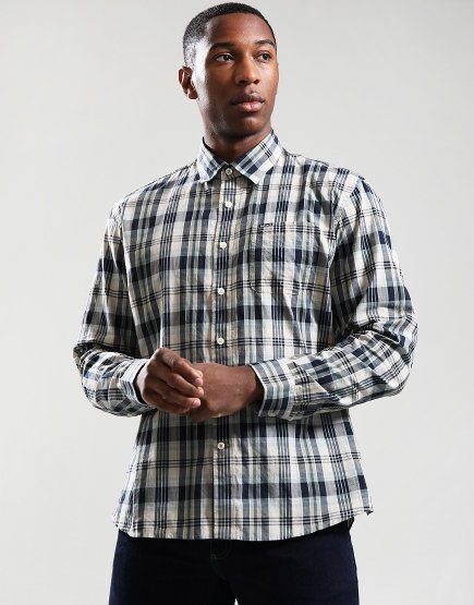 Barbour Clifton Madras Shirt Navy