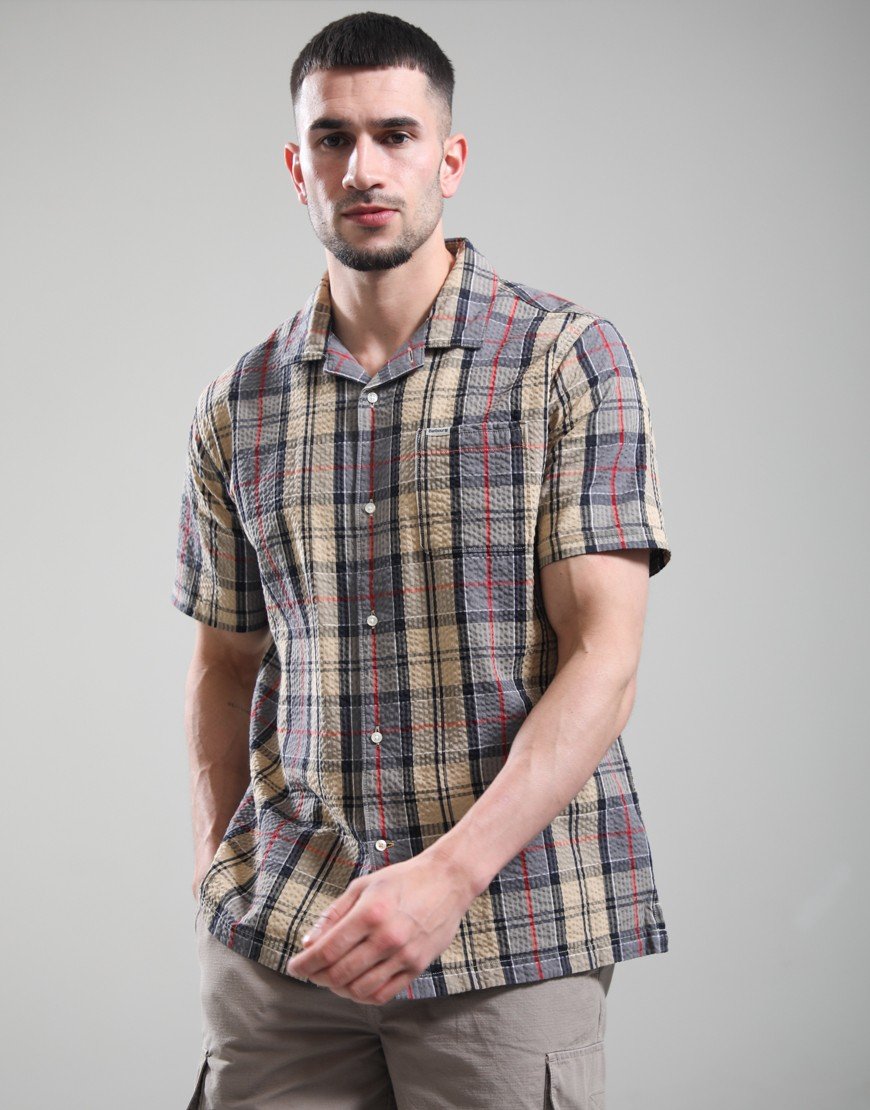 Barbour Clyde Seersucker Tartan Summer Fit Shirt Dress Tartan