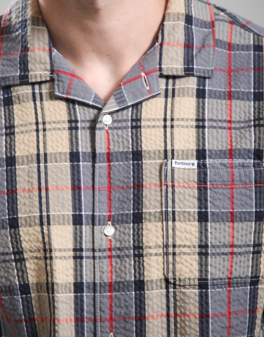 Barbour Clyde Seersucker Tartan Summer Fit Shirt Dress Tartan