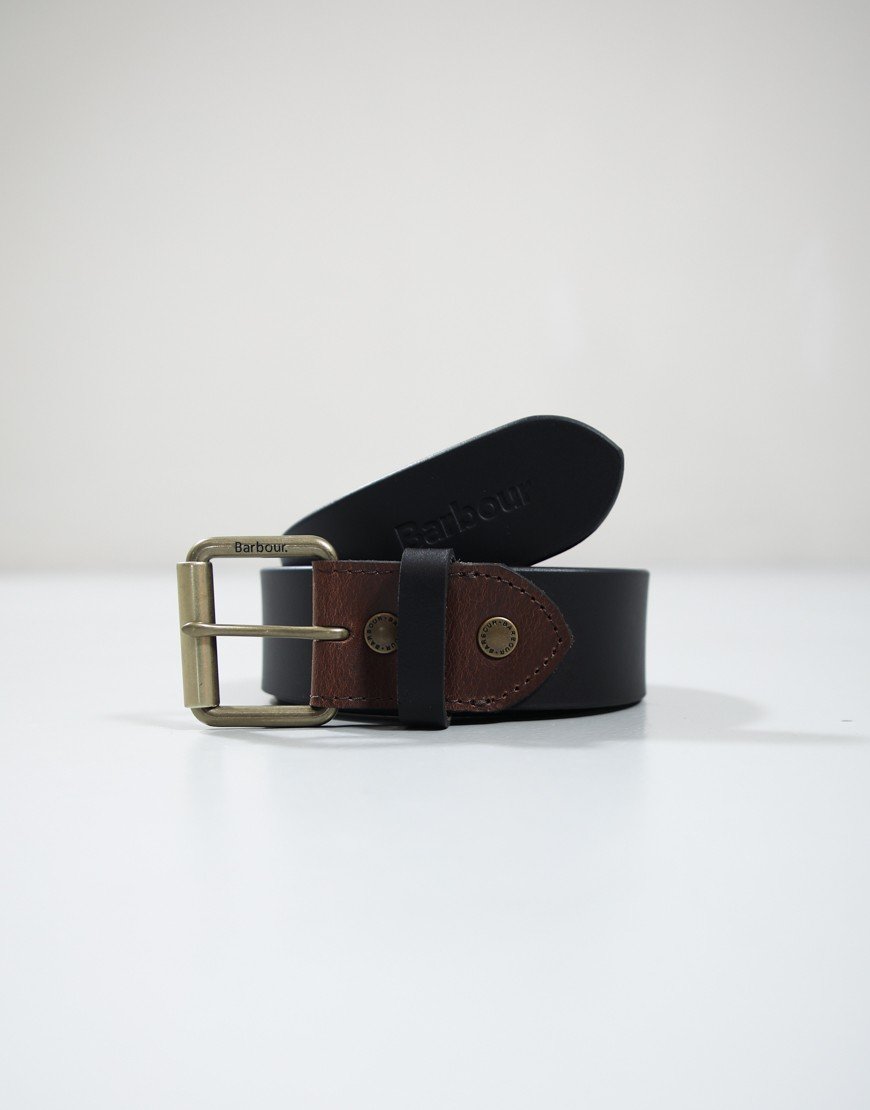 Barbour Contrast Leather Belt Black/Brown