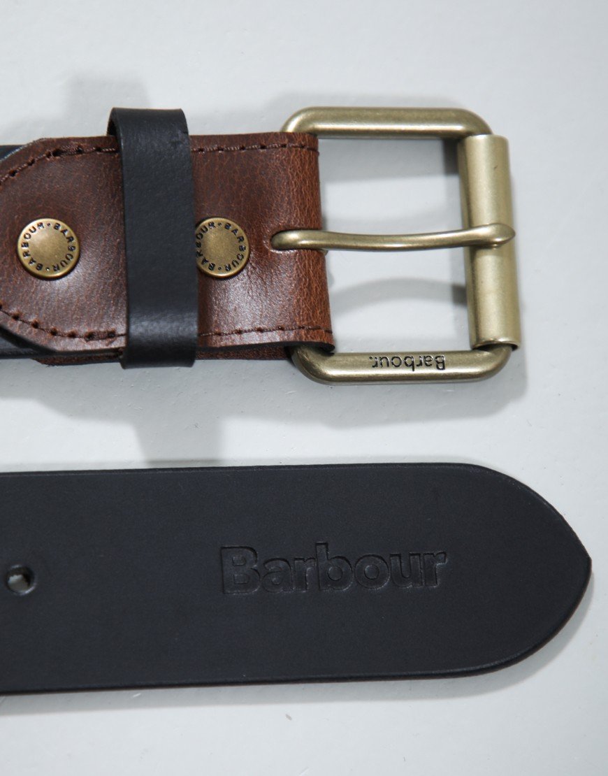 Barbour Contrast Leather Belt Black/Brown