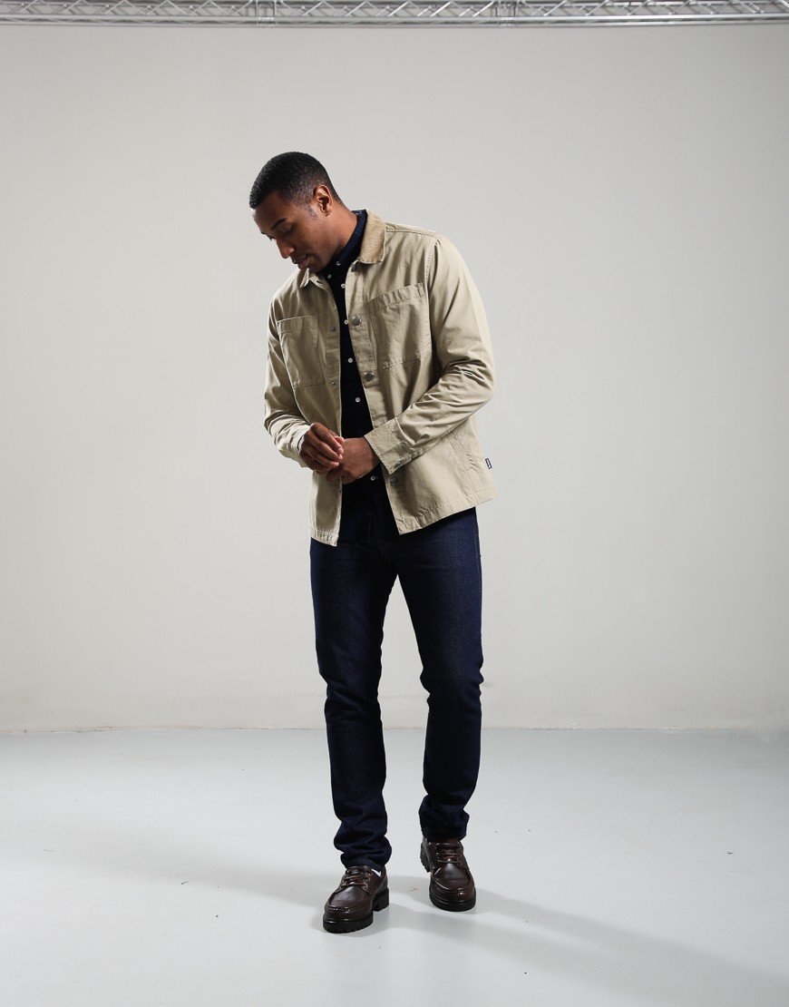 Barbour Cord Collar Twill Overshirt Washed Stone
