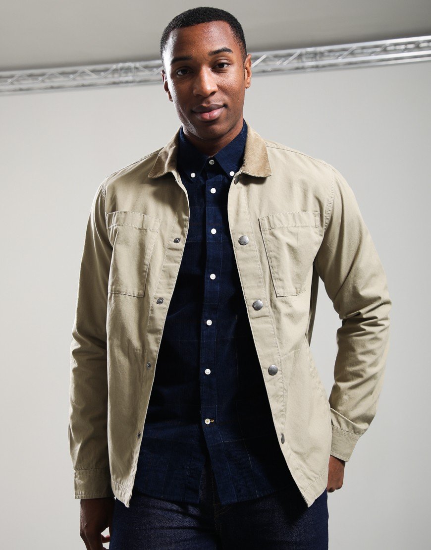 Barbour Cord Collar Twill Overshirt Washed Stone