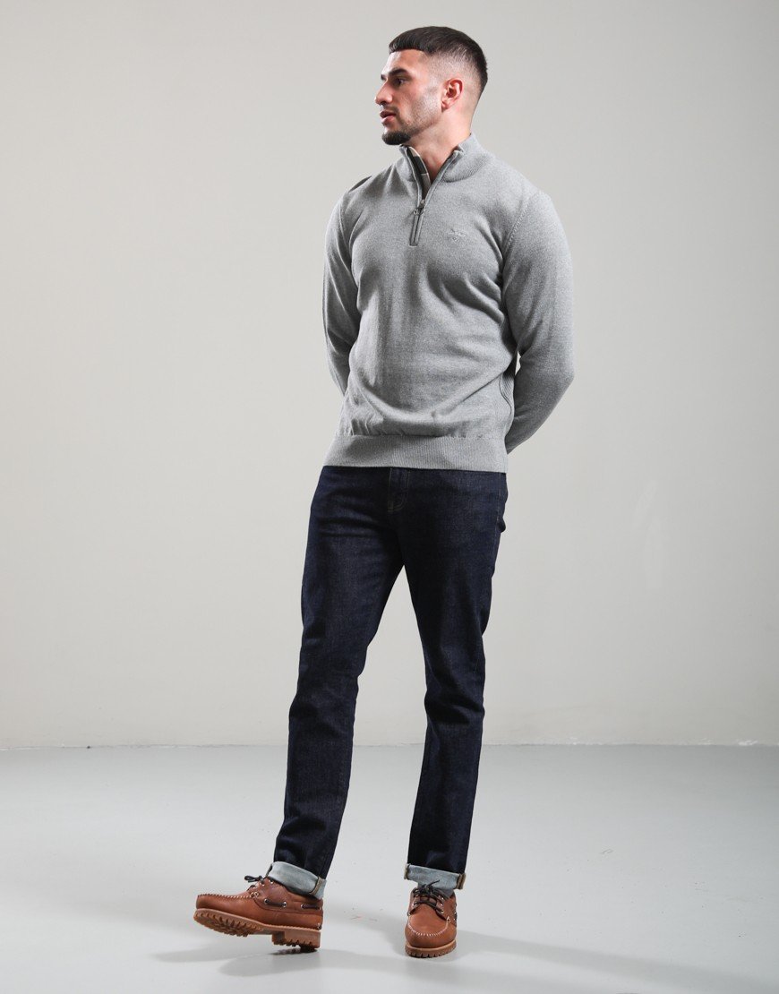 Barbour Cotton Half Zip Knit Grey Marl