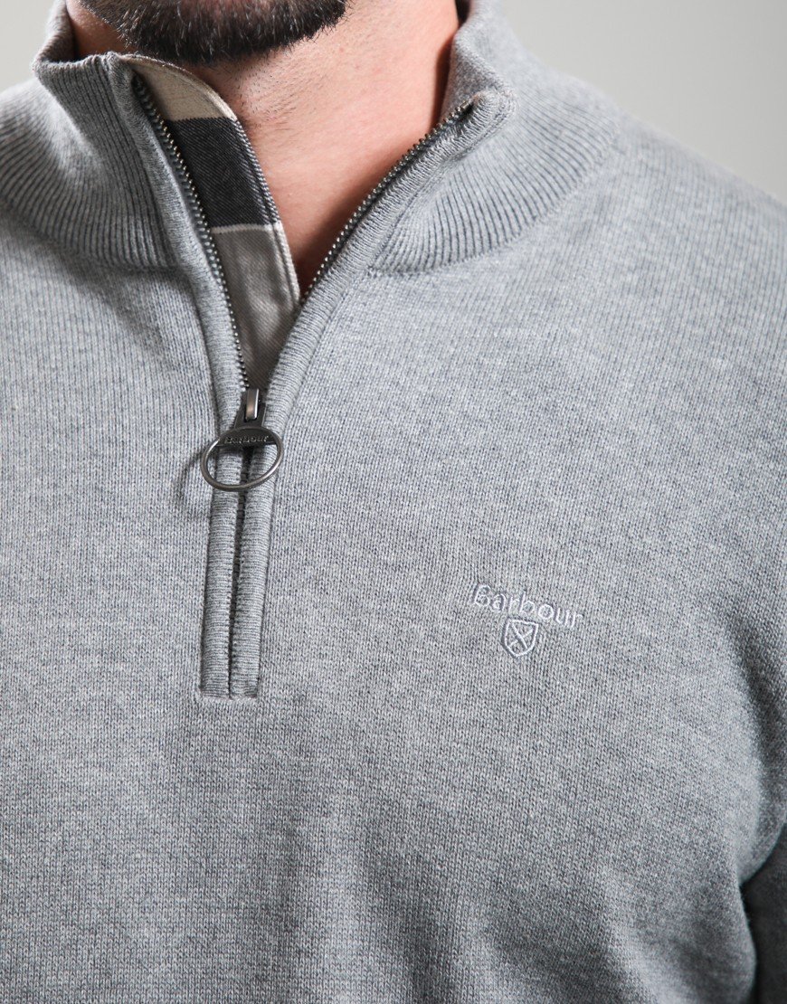 Barbour Cotton Half Zip Knit Grey Marl