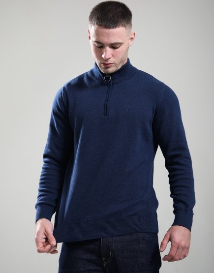 Barbour Cotton Half Zip Knit Inky Marl