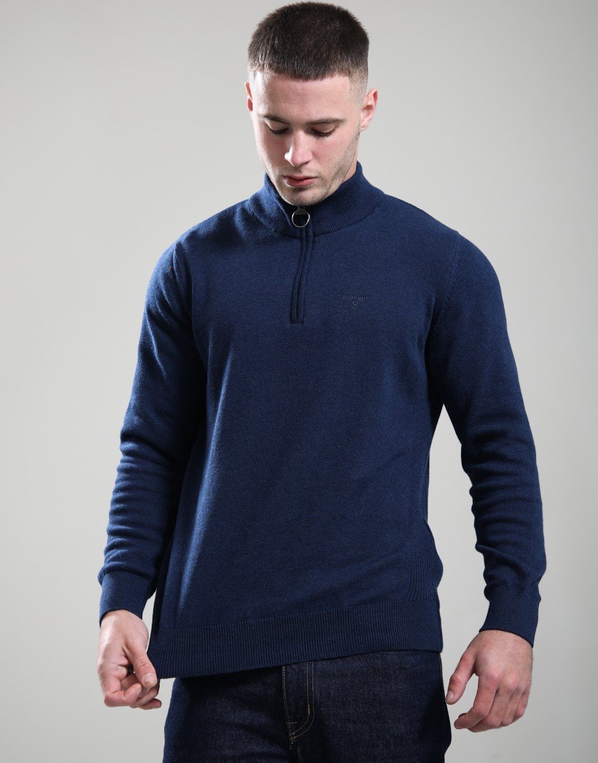 Barbour Cotton Half Zip Knit Inky Marl