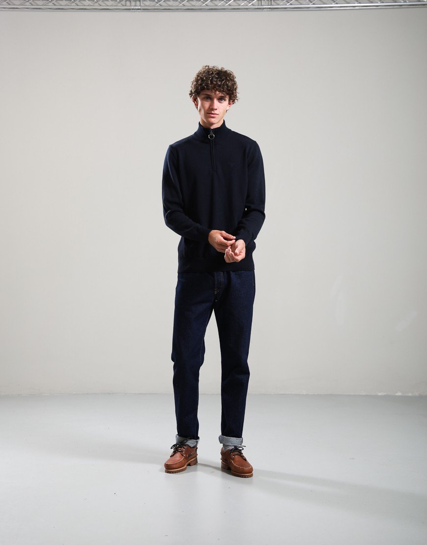 Barbour Cotton Half Zip Knit Navy