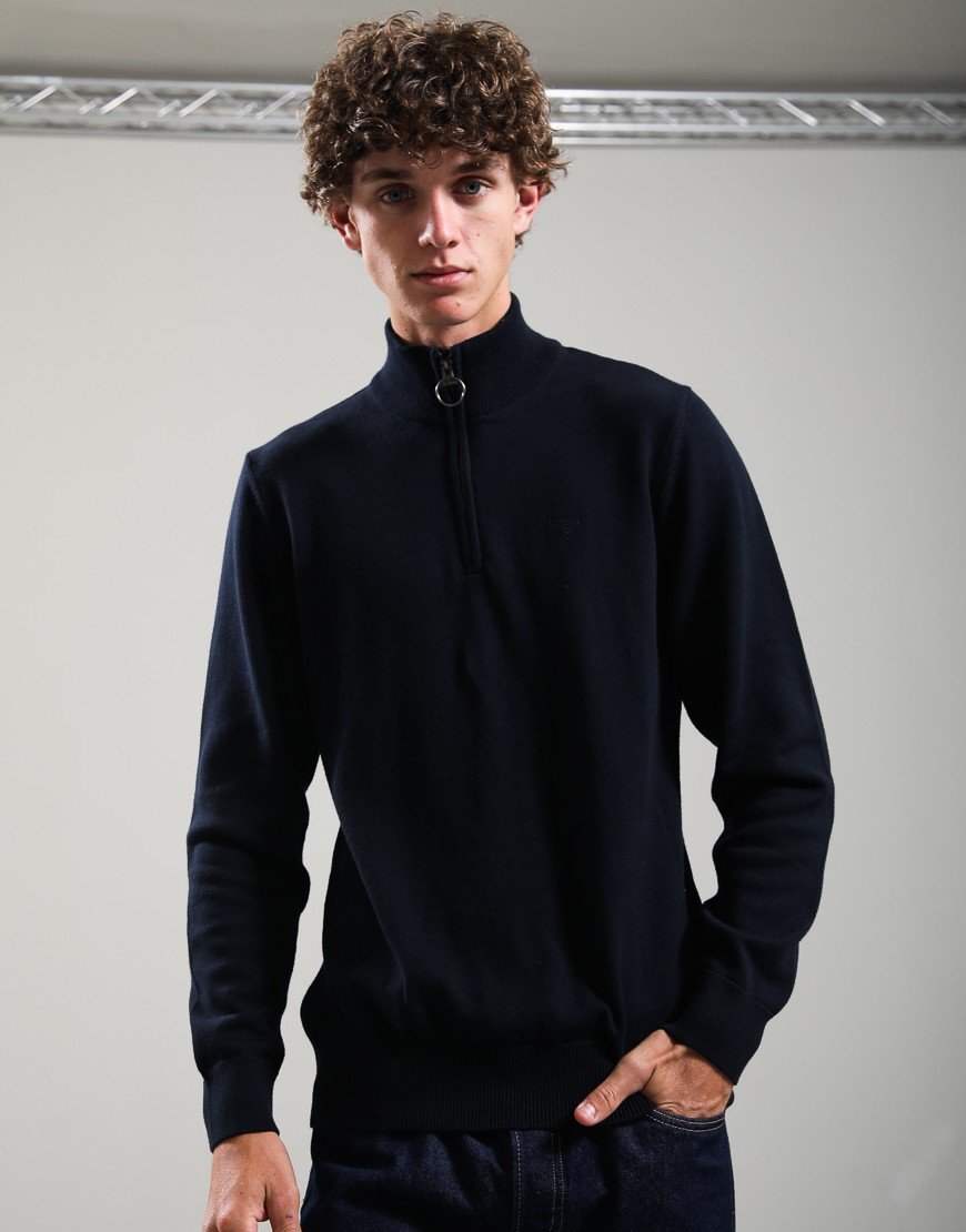 Barbour Cotton Half Zip Knit Navy